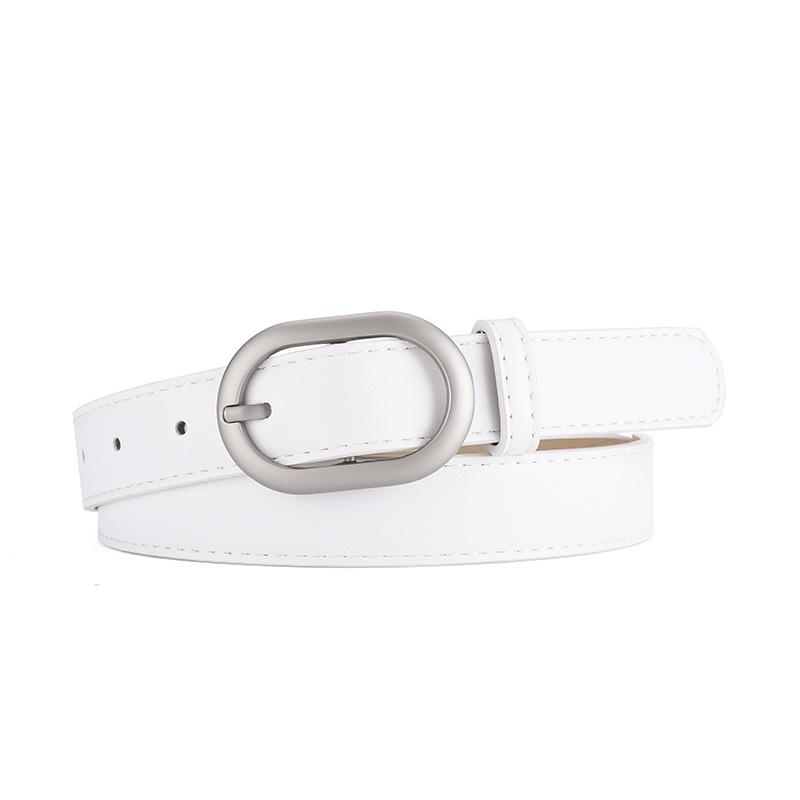 Women's oval PU belt with outer waistband