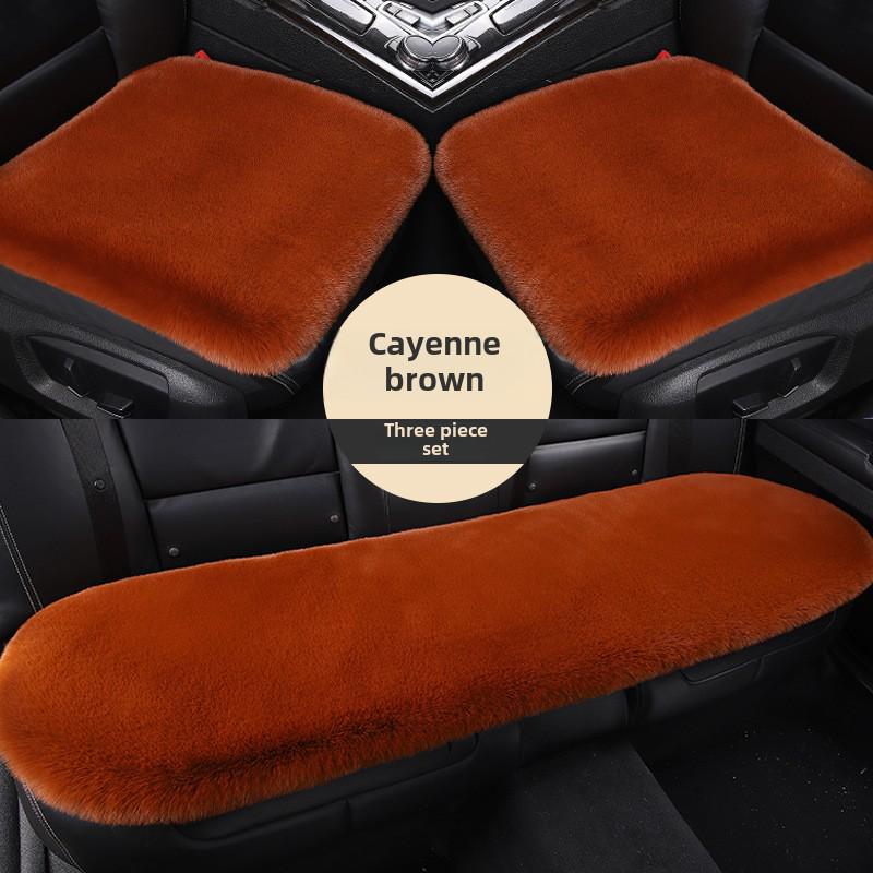Universal Plush Winter Car Seat Cushion Set - Thick, Warm, Three-Piece, 1200g