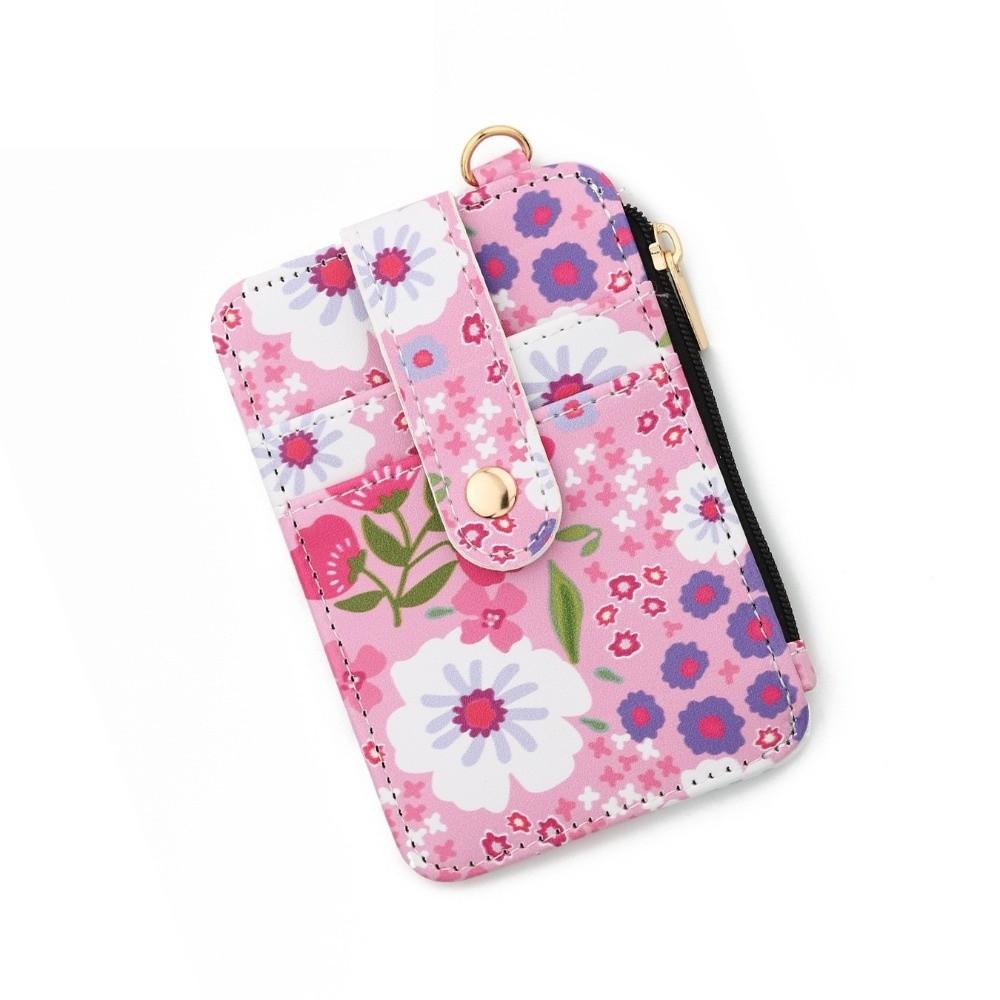 

Portable Flowers and Plants Wallet Multiple Card PVC Floral Patterned Card Bag Classic Fashion Short Leather Purse Student
