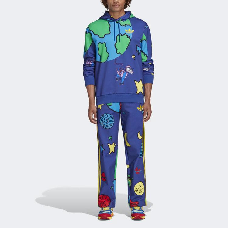 Adidas Originals X Kerwin Frost Cartoon Space Print Long Sleeve Hoodie Men Hoodie Blue HN9052