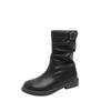 Beautiful Korean small short boots stack boots 22 new autumn and winter retro round head fairy wind Martin boots tide