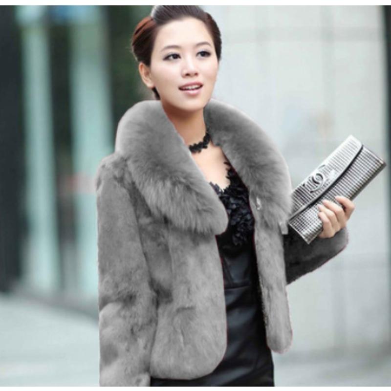 Women's Imitation Fur Autumn and Winter Imitation Mink Fur Imitation Fur Coat Women's Short Fox Fur Collar Rabbit Fur Coat