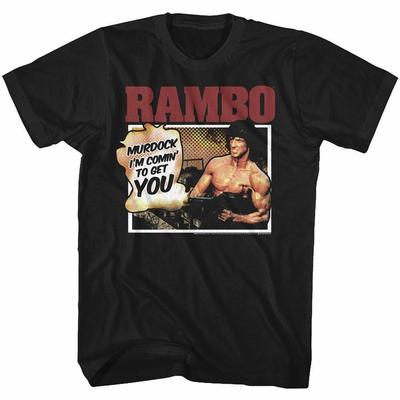 John Rambo The Movie T-Shirt MURDOCK COMING FOR YOU Sizes SM5XL Black Cotton  Unisex T-Shirt