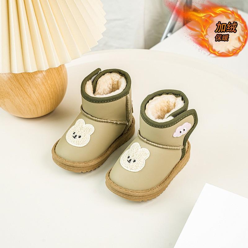 Youth style shoes Kids Winter Snow Boots Boys Girls Thick Insulated Warm Faux Leather Mid-Calf Slip-On With Anti-Slip Sole