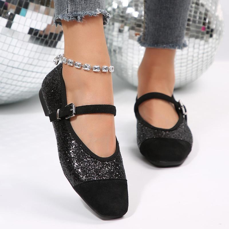 Fairy Style French Mary Jane Temperament with Skirt Flat Single Shoes Spring New Sequin Women's Shoes