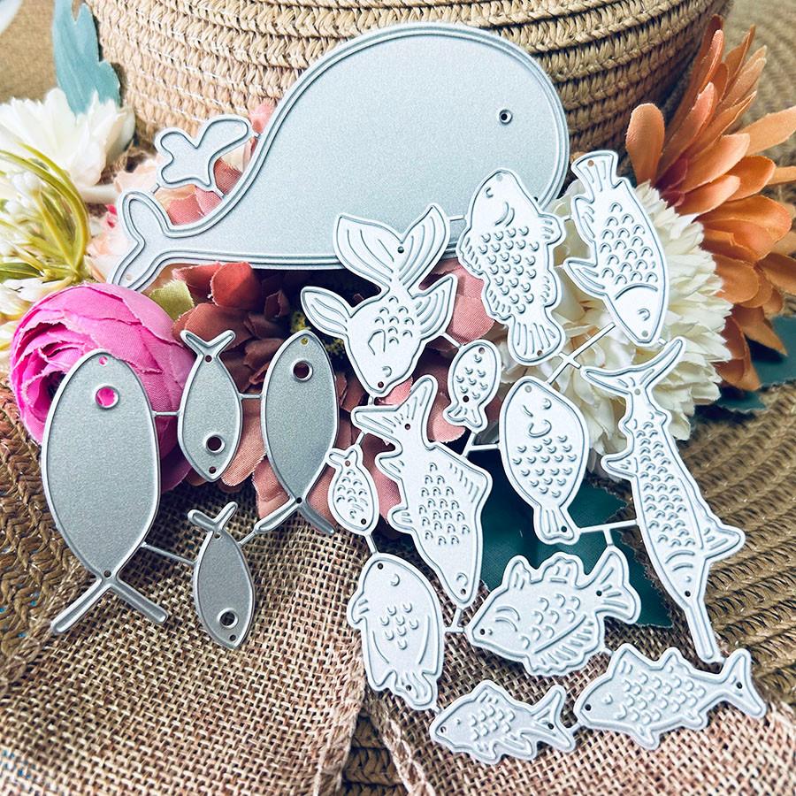Fische Stanzformen für Kartenherstellung, Wal Metall Stanzschablone für DIY Scrapbooking Fotoalbum Prägepapierkarten Basteln Stanzteile