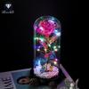 Rose Flower Preserved in Glass Dome with Night Light - Mother's Day or Birthday Gift Ornament