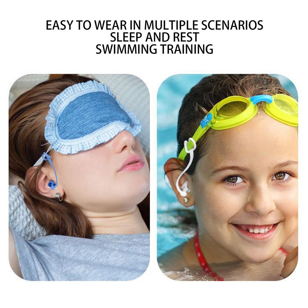 1pair Swimmers Ear Plugs Comfortable Swimming Ear Plugs Silicone Waterproof Reusable Hearing Protection Earbuds 1 Pair With Lanyard