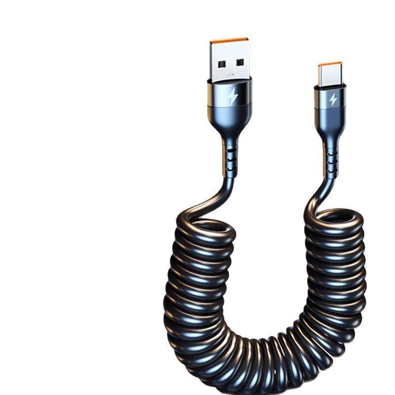 120W Spring Retractable Fast Charging Type-C Cable for Huawei Honor Car 6A