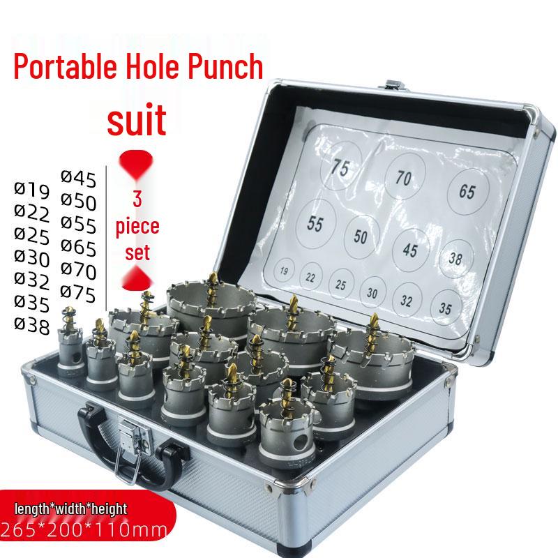 Carbide Stainless Steel Hole Saw Set, 16-Piece for Drilling Metal, Iron, Steel, Aluminum Alloy