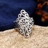 1Pcs Chinese Retro Style Diamond-shaped Hollow Ring, Peacock Cloud Motif, Simple Opening Ring