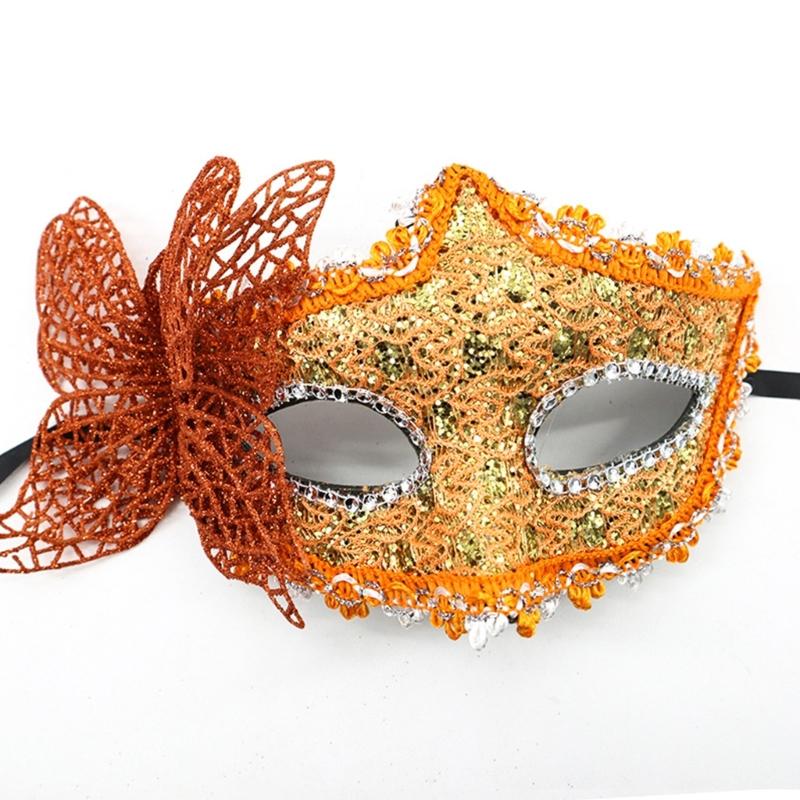 Benátská maska motýla pro ženy Maškarní maska Halloweenská párty maska s držákem Půlmaska Mardi Gras maska