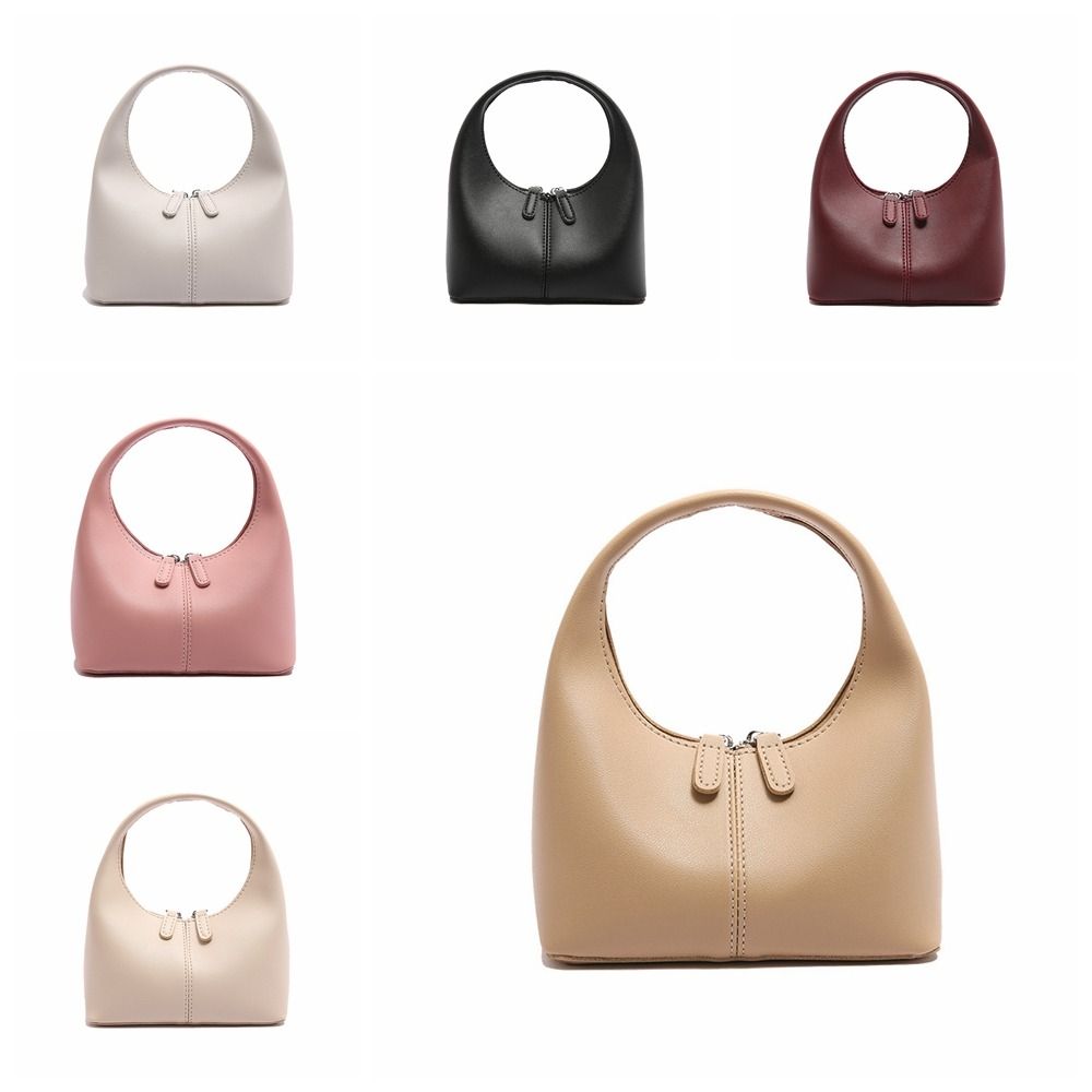 Elegant Pu Leather Handbag Zipper Small Bag All-match Crescent Bag  Travel