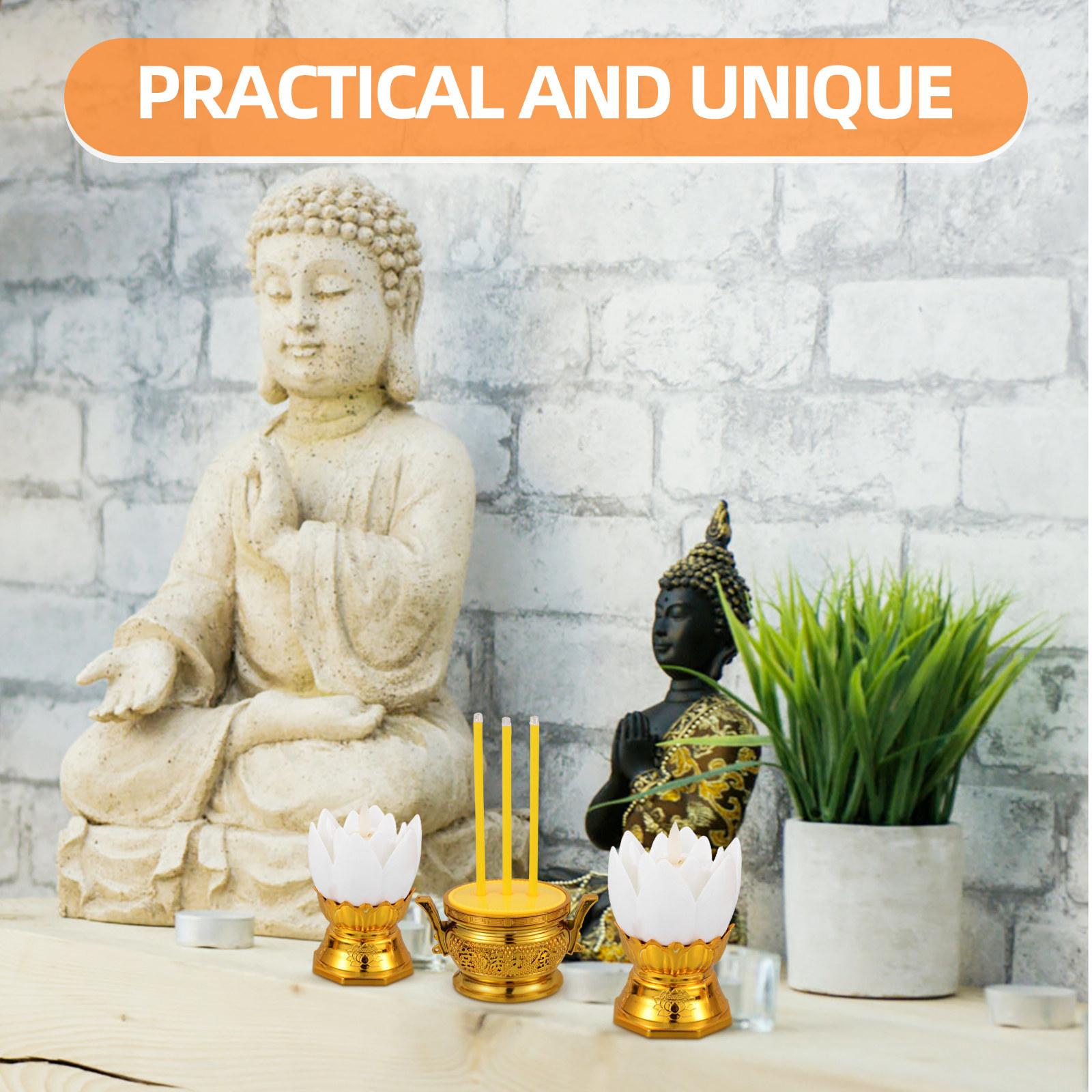 

1Set LED Buddhist Lamp Lotus Flower Lamp Electronic Incense Burner for Rituals Home Decor Temple Altar Exquisite Workmanship China Mainland