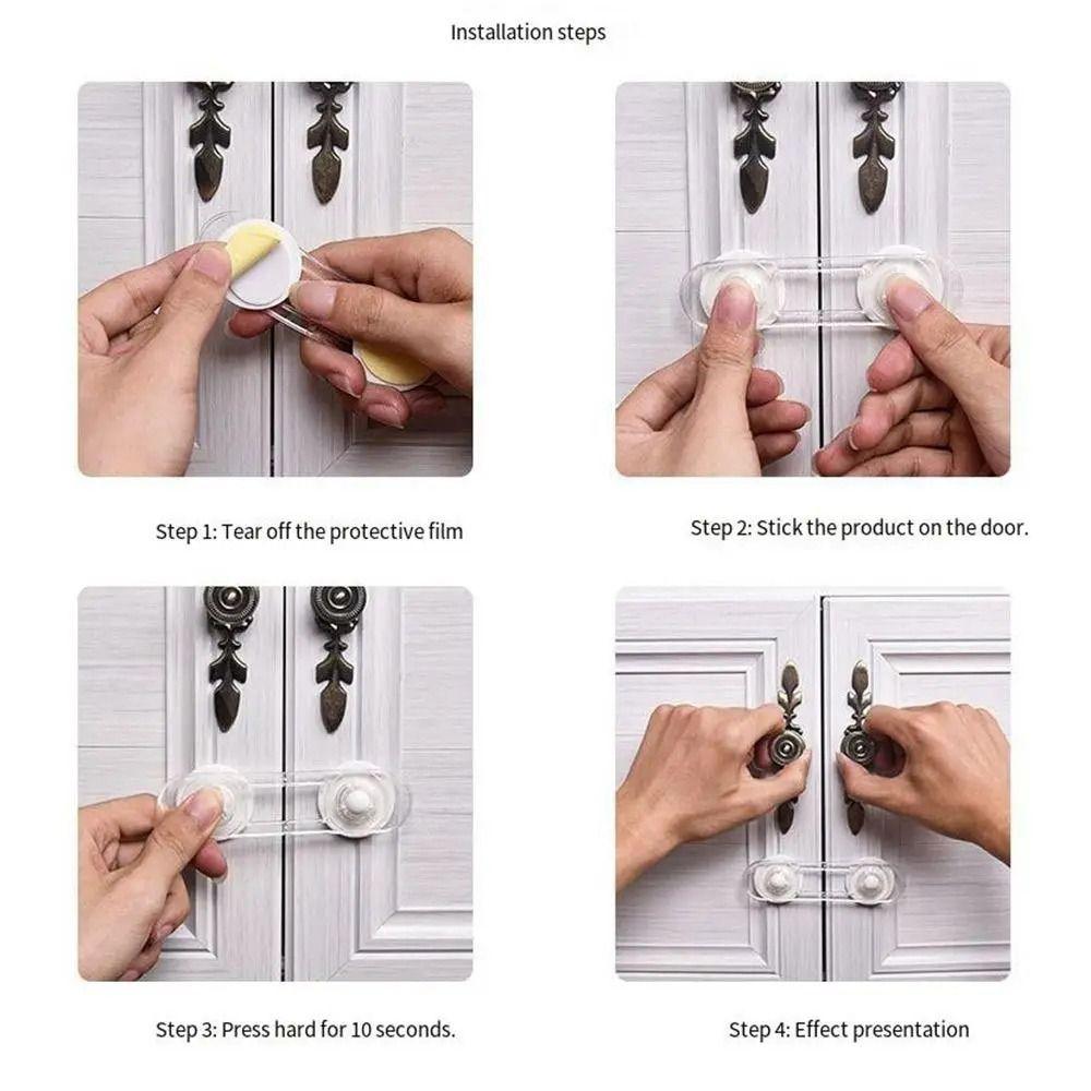 5Pcs Furniture Accossory Unisex Safety Lock ABS Plastic Transparent Drawer Fixed Locks Self Adhesive Portable Anti-pinch Buckle