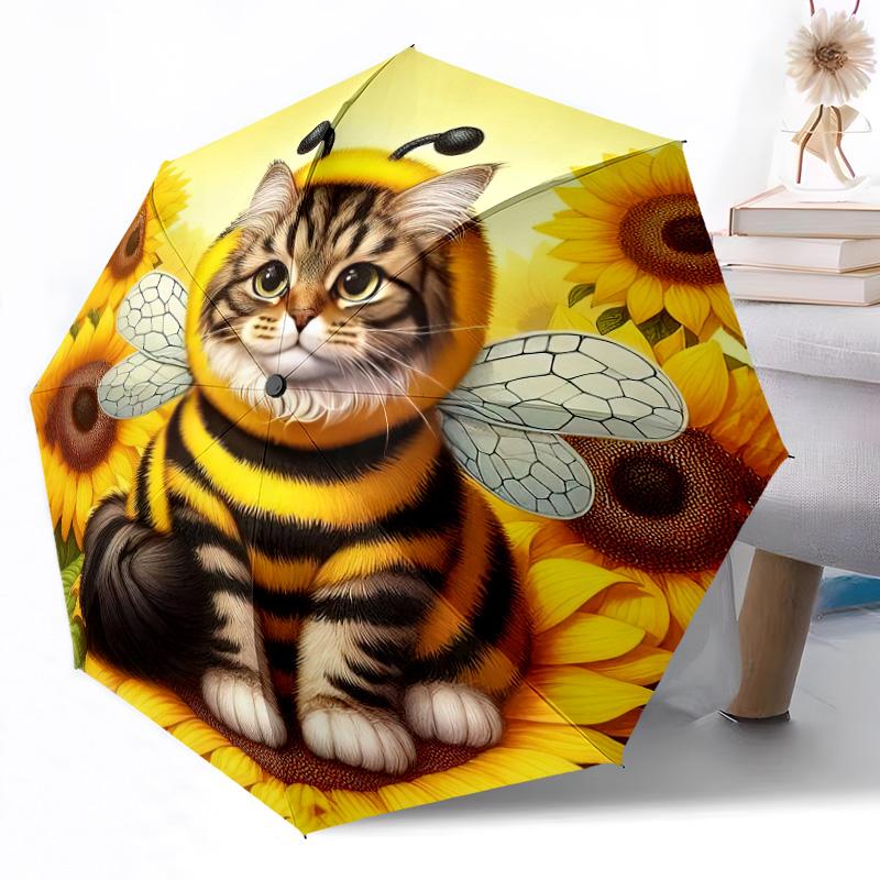 Kittens And Butterflies Garden Portable Automatic Umbrella Compact 8-Rib weight weight Durable Everyday Carry Umbrella Fashion Lovers