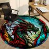 1 Stück Buntglas Drachen Stuhl Teppich für Büro Rutschfest, Maschinenwaschbarer Teppich für Büro - Feiertagsdeko Maschinell hergestellt yy251029089