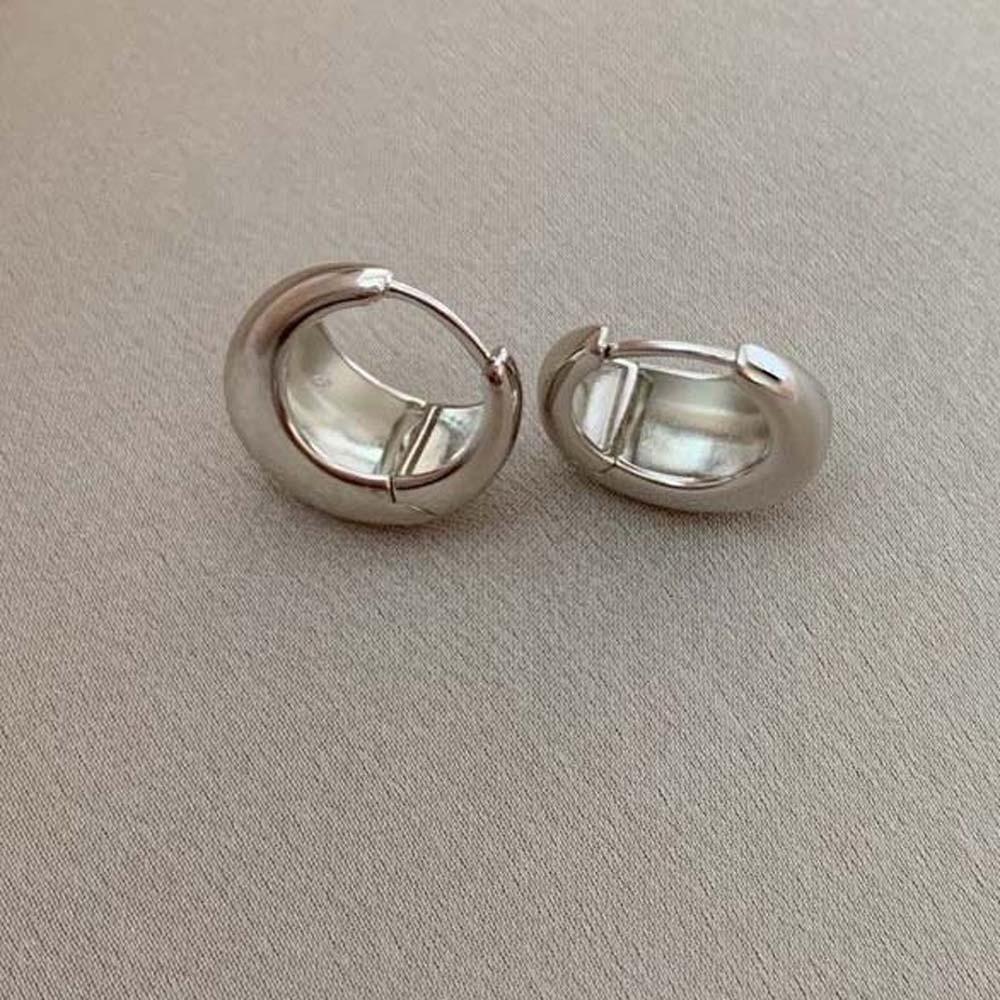 925 Silver Needle Golden Round Earrings Elegant Silver Ear Buckles Brilliant Circle Earrings  Daily