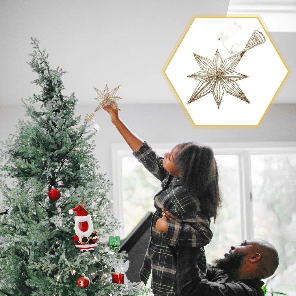 Lighted Christmas Tree Topper Glowing Star Decoration Xmas Tree Top Lighted Star Decor Holiday Ornament Christmas Decoration