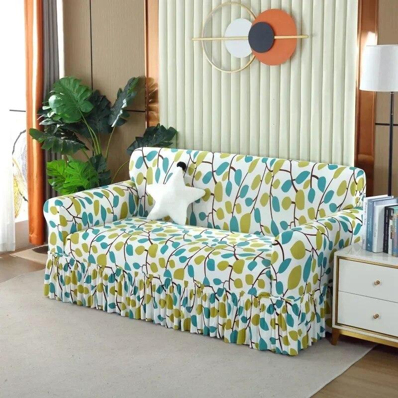 Modern Atmosphere Feeling Skirt Edge Sofa Cover Fabric Full Coverage Elastic Sofa Cover Sofa Anti-skid  Dustproof Cover