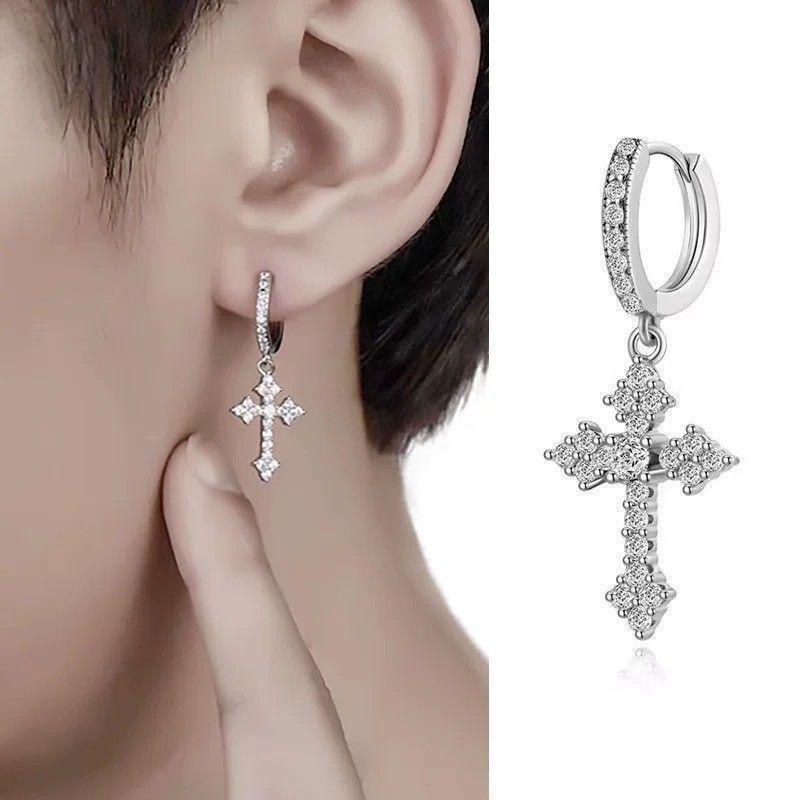 Unisex Trendy Punk Cross Hoop Earrings - Niche, High-End, Versatile Design