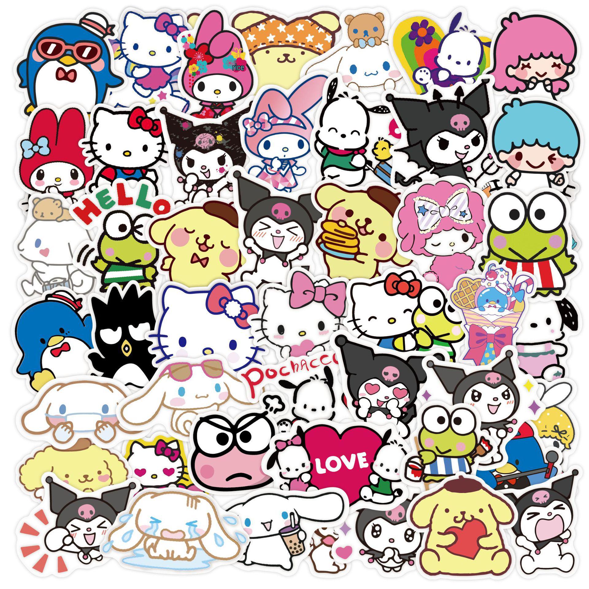 Sanrio Stickers: 50 Sheets of Cinnamoroll, My Melody, Keroppi, and Pompompurin Graffiti Stickers for Suitcases