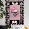 Sugar Skull Tapestry Horror Skeleton Tapestry Wall Hanging for Bedroom Rose Skull Tapestries Aesthetic Wall Decor for Home Dorm