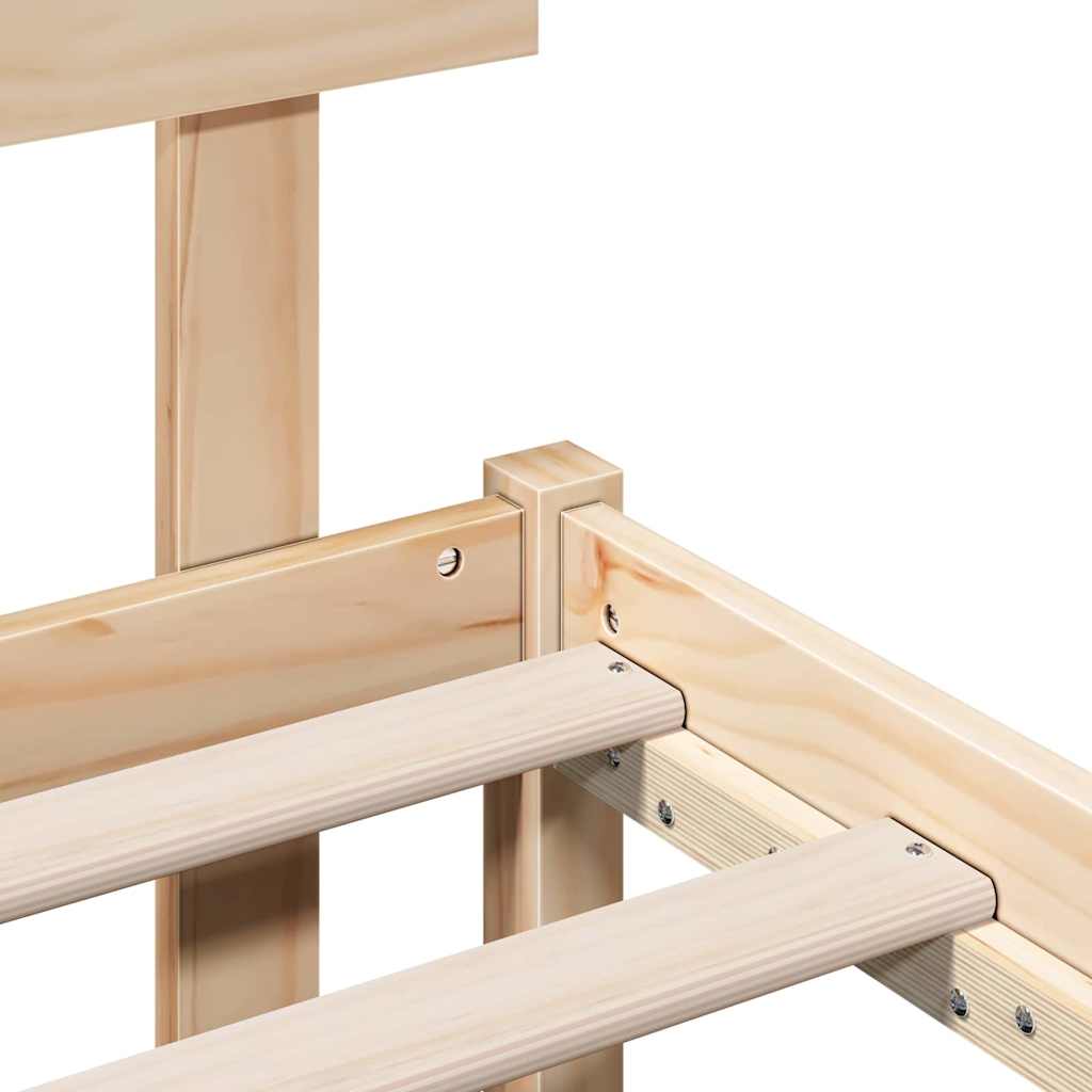 Brown Bed Frame with Headboard 90 X 190 Cm Solid Pine Wood