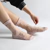 1 Pair Summer Women Transparent Lace Silk Crystal Rose Flower Breathable Ultra Thin Elastic Socks