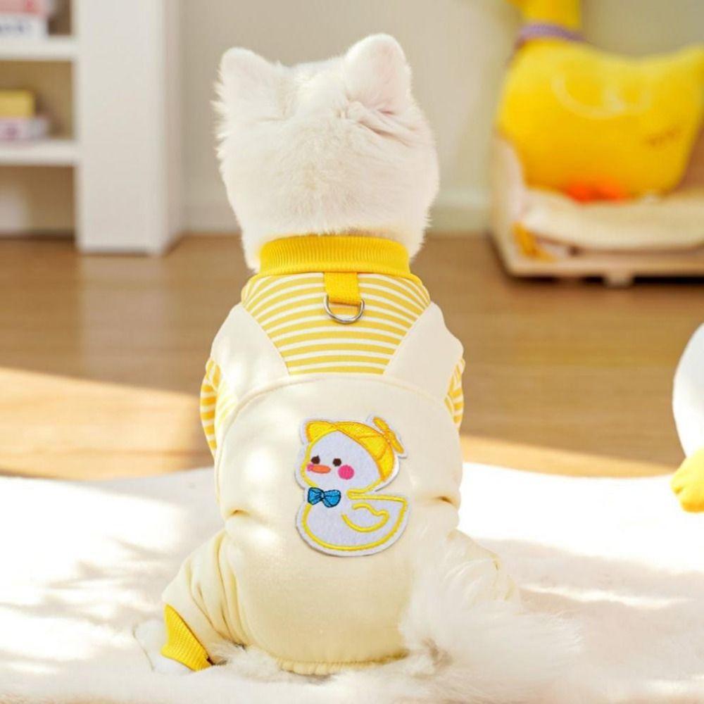 Striped Pet Clothes Soft Dog Four-legged Overalls New Year Cat Sweatshirt Autumn/Winter