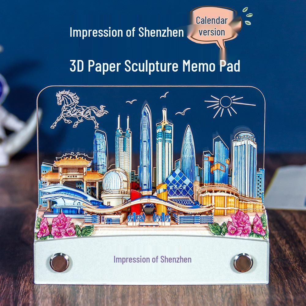 3D Landscape Jiangshan Memo Pad: Desktop Ornament & Calendar - Cultural & Creative DIY Gift