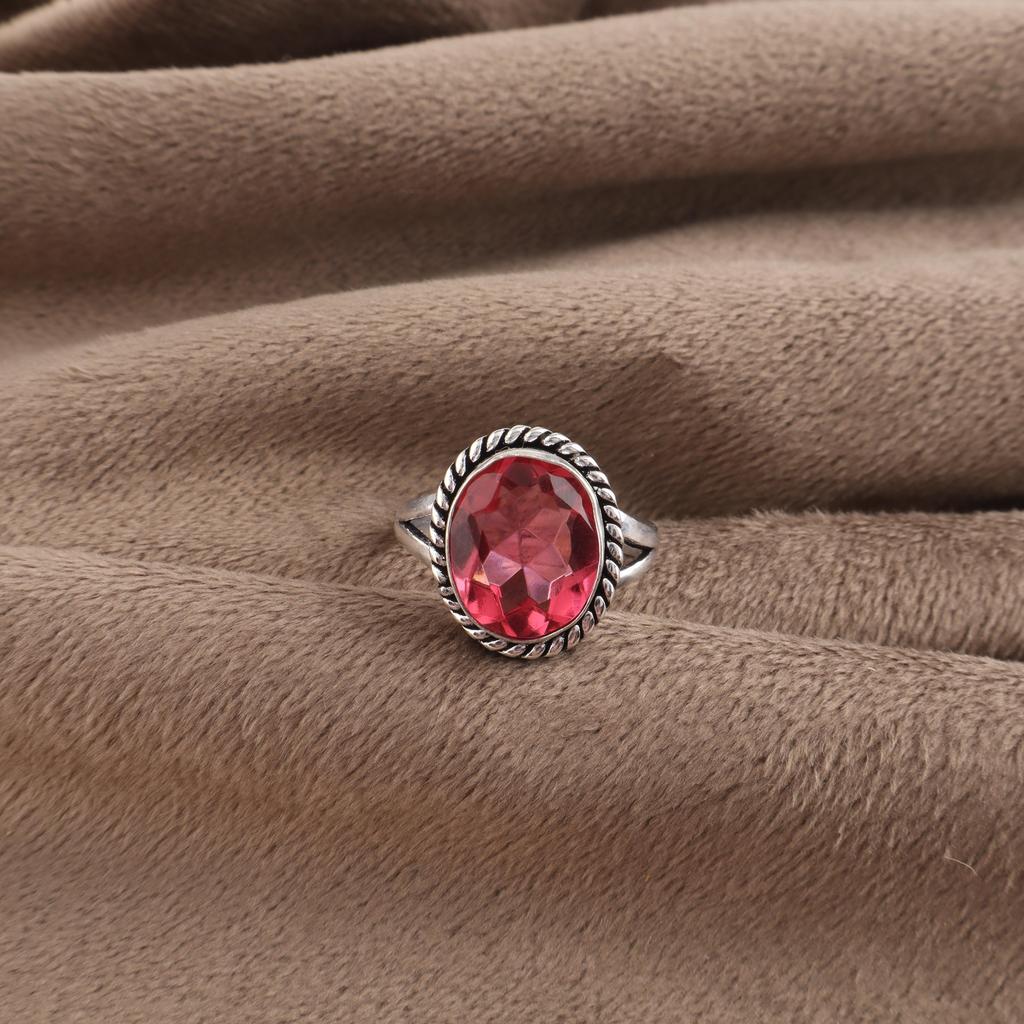 Rosa Turmal Edelstein 925 Sterling Silber Designer Damenring Für Damen RR-84-1
