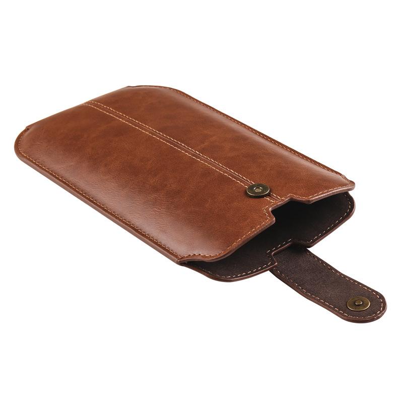 7.2-inch Ultra-thin Vertical Leather Waist Bag for Apple, Samsung, and Huawei Phones - Flip Business Belt Pouch