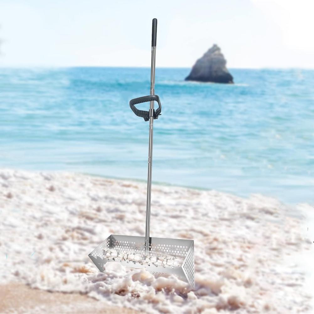 Stainless Steel Sand Screen Collapsible Beach Shark Tooth Screen Sand Crab Trap Beach Sand Scoop Shovel Shell Sand Sieve