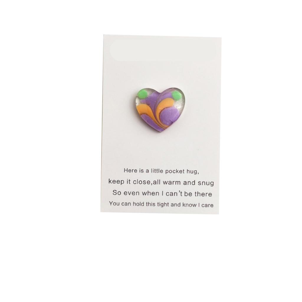 Cute Resin Colored Floral Heart Shaped Pocket Blessing Card