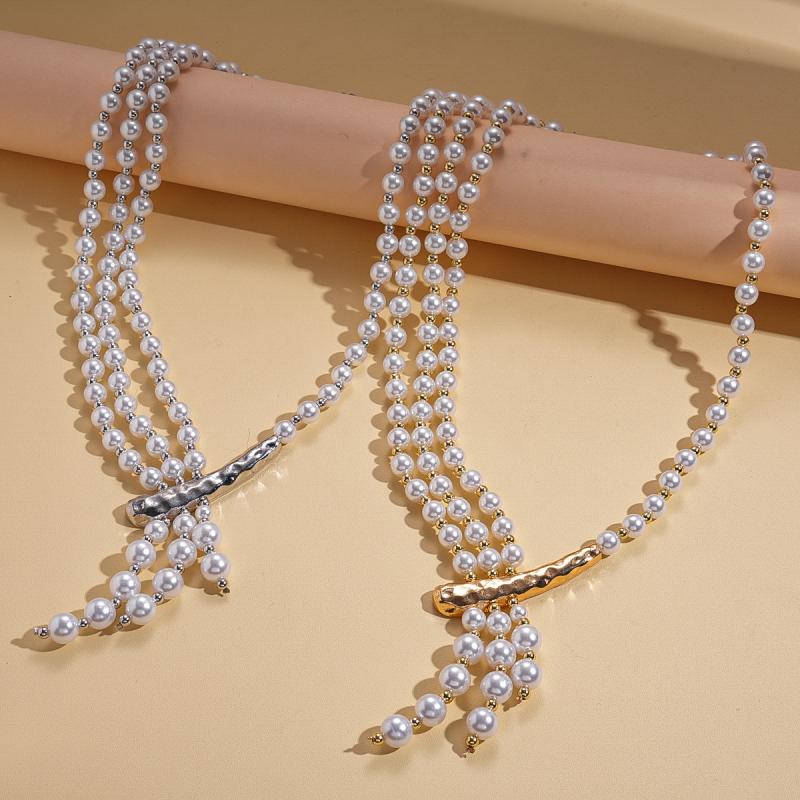 Elegant Pearl Pendant Necklace for Women Multilayer Asymmetric Necklace Luxury Charming Party Banquet Jewelry Gifts Daily Wear