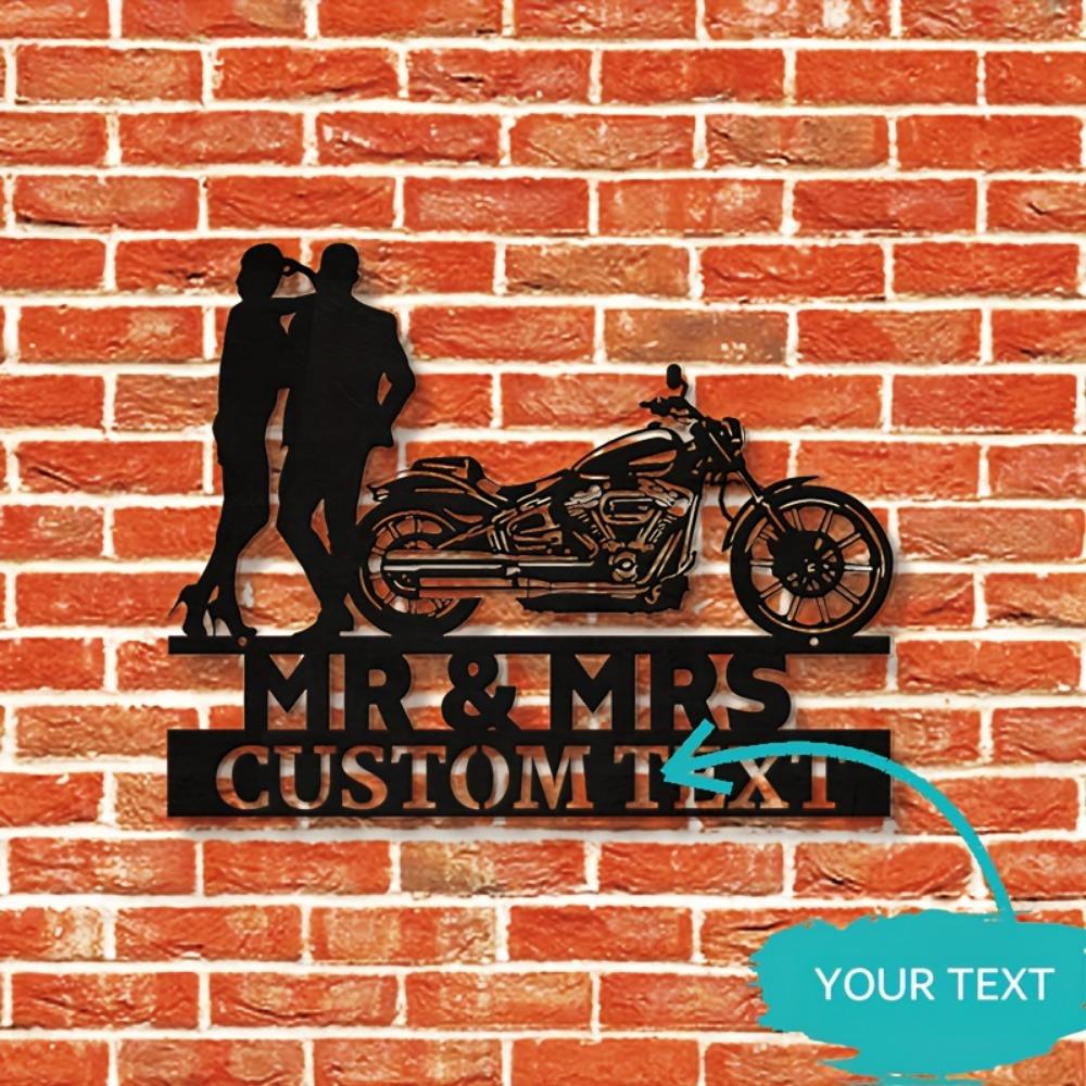 Exclusive Handmade Custom Motorcycle Couple Metal Sign for Valentine Engagement Wedding Anniversary Home Decor