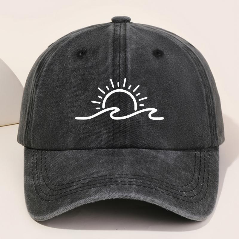 

Sunrise White Printed Baseball Cap for Men and Women Fashionable Retro Outdoor Hat Versatile Peaked Cap чорний