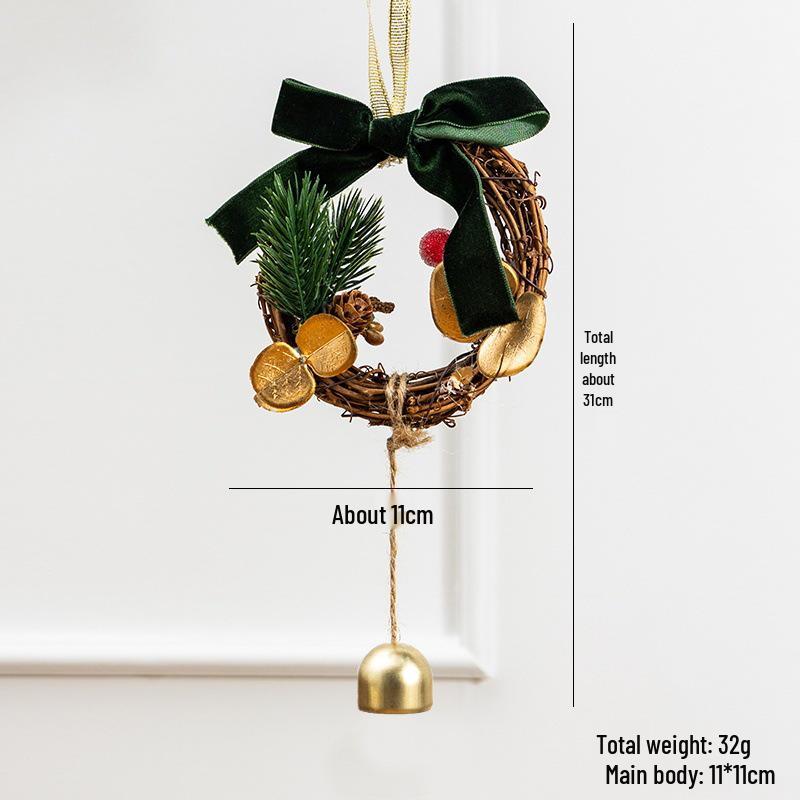 Christmas Red Velvet Bow Bell Pendant Tree Decoration