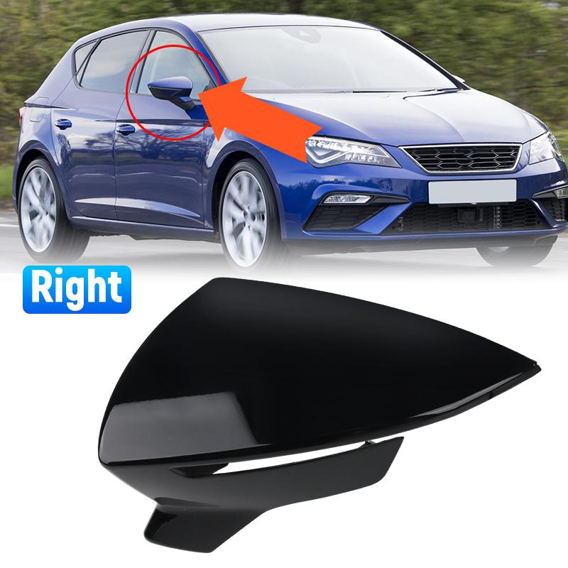 Car Side Mirror Caps Carbon Fiber Black Rearview Mirror Cover Cap For SEAT Leon MK3 5F ST FR Cupra Ibiza Mk5 Arona KJ7 2017-