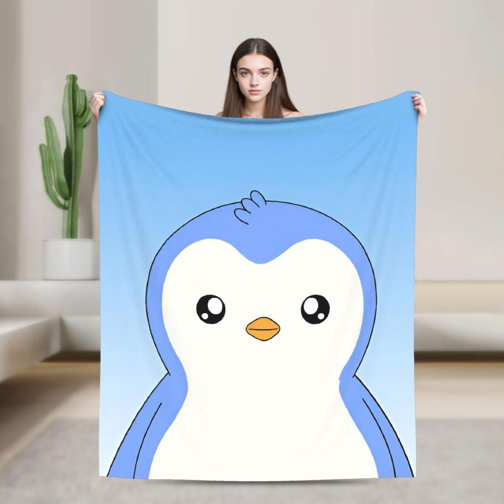 P-Pudgy Penguin Blanket Cute Penguin  Fleece Funny Warm Throw Blankets For Bedding Lounge Textile Decor,