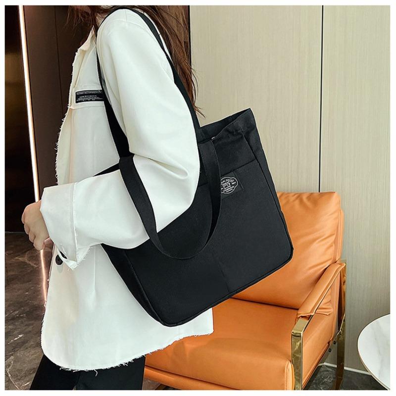 2025 Pure Color Simple Large Capacity Shoulder Bag Tote Shopping Bag