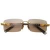 Crystal glasses, light-colored square-round stone lenses, rimless cut-edge brown sunglasses, driver's glasses, sunglasses retail