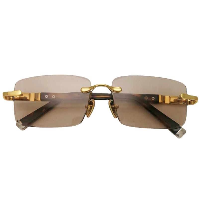 Crystal glasses, light-colored square-round stone lenses, rimless cut-edge brown sunglasses, driver's glasses, sunglasses retail