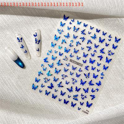 3D Blue Green Butterfly Nail Art Stickers Nail Art Decoration DIY Self-adhesive Nail Sticker Nail Art Supply Manicure Tool