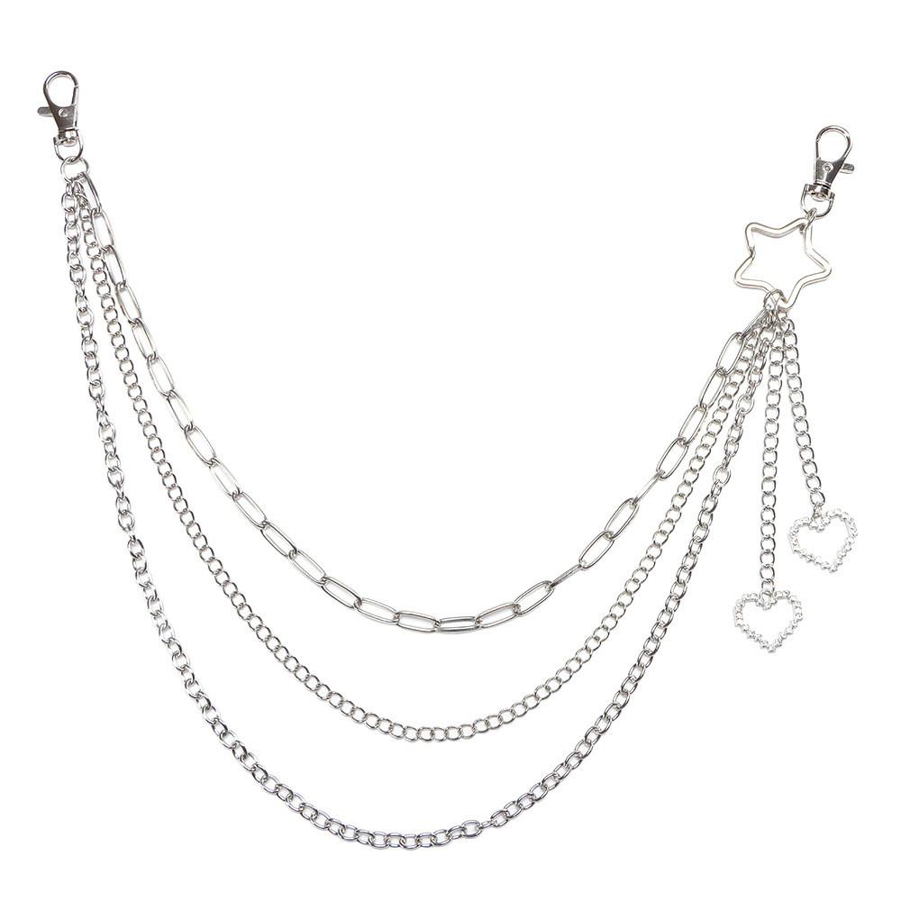 Catena Metallico Multi-strato a Stella Pentagramma per Cintura Stile Street Dance