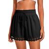 Damen Shorts Sommer Casual Locker Elastischer Bund Kordelzug Spitze Strand Überwurf Shorts