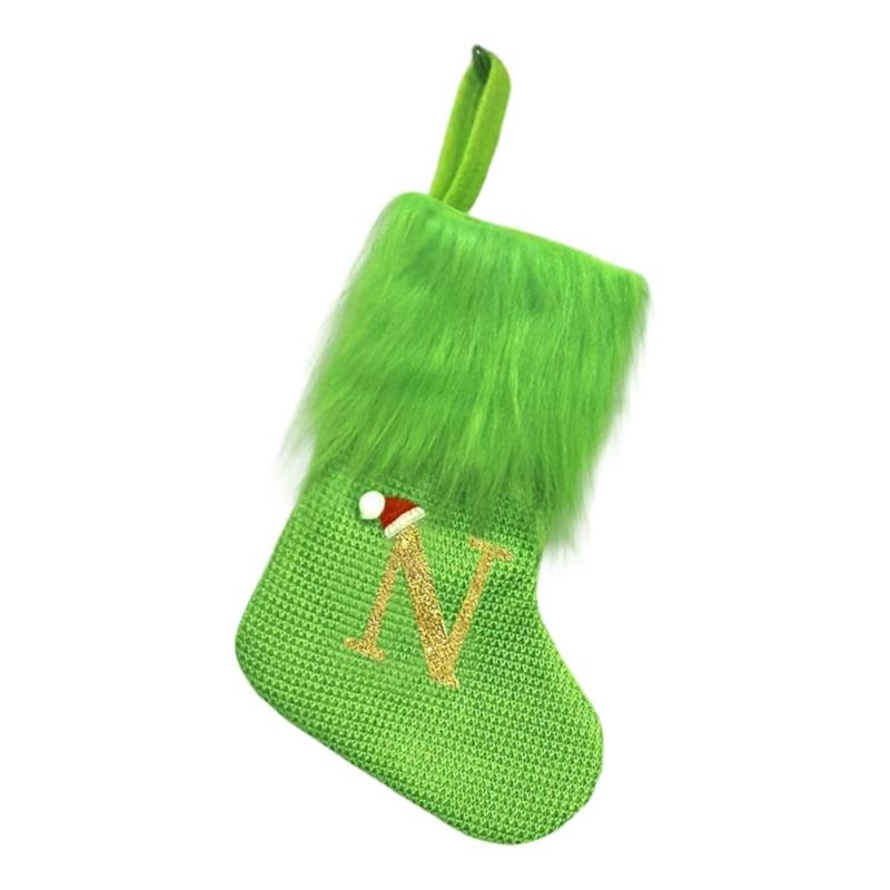 Holiday Sock Durablility Hanging For Candy Gifts Holder Festival Decoration Classical Christmas Letter Knitted Stocking