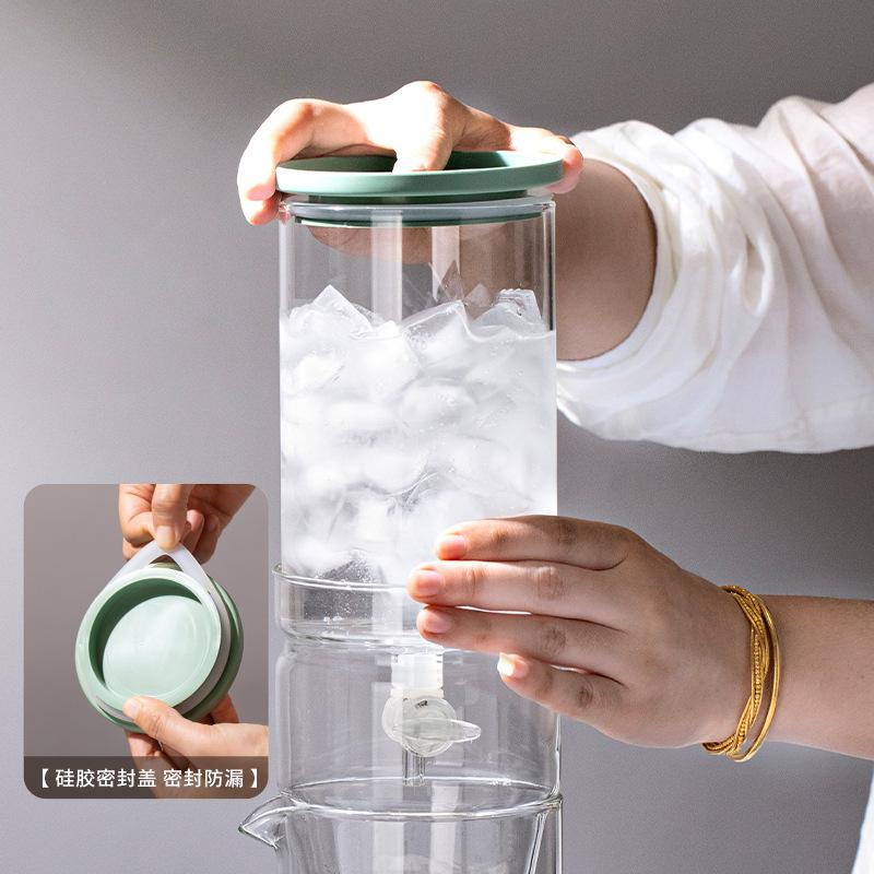 Kaffeekanne aus Glas für Eistropfen, Kanne zum Teilen der Eistropfenextraktion, Teekanne für Kaltextraktion im neuen chinesischen Stil, Kaffeeutensilien