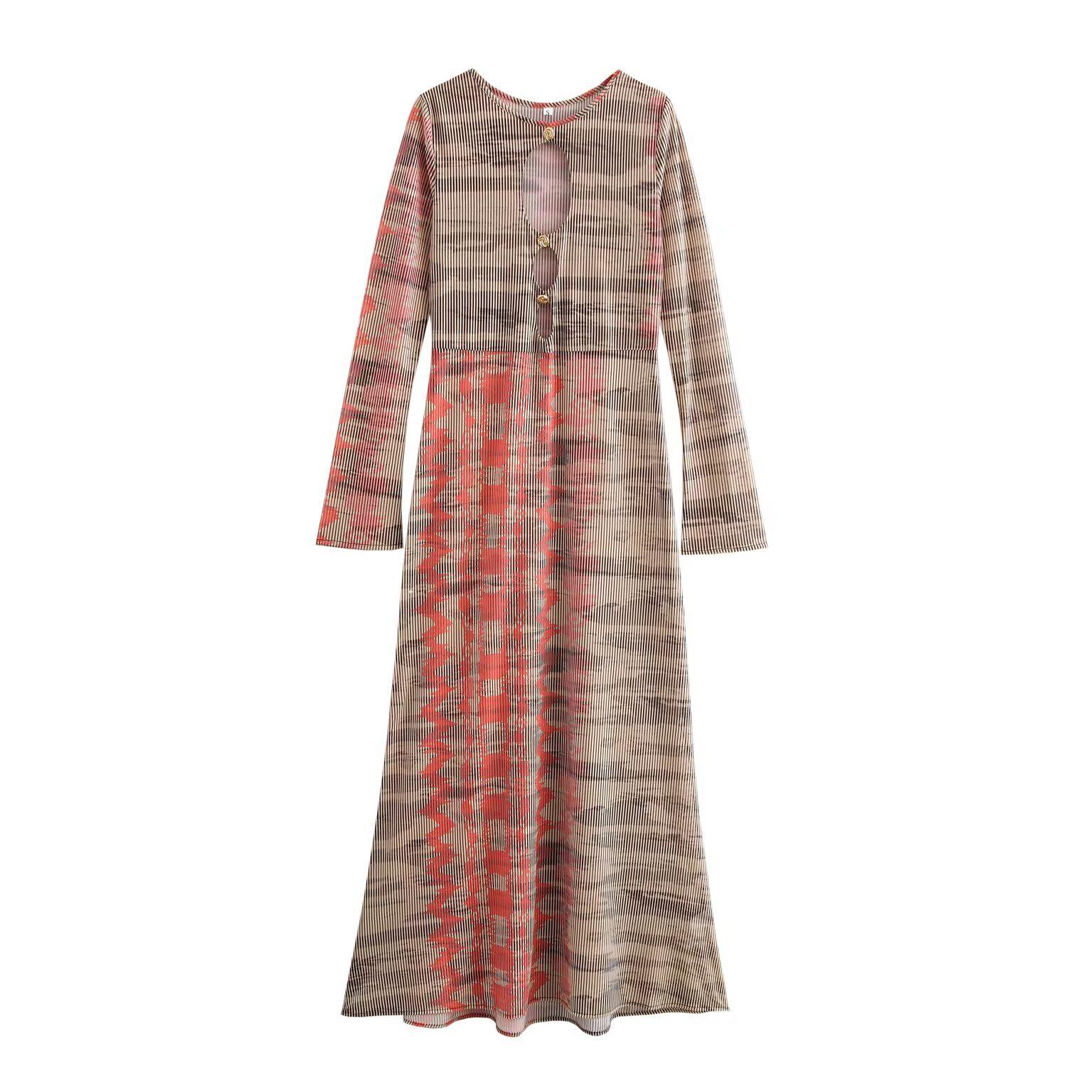 

Зимнее женское платье 2024 года в европейском и американском стиле, приталенное, с длинным рукавом L